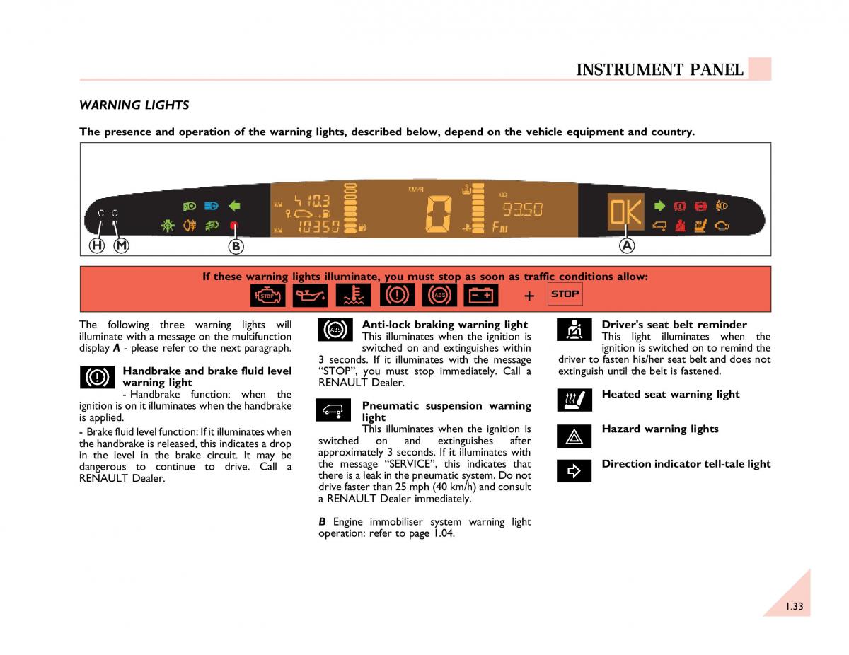 Renault Espace III 3 owners manual / page 38