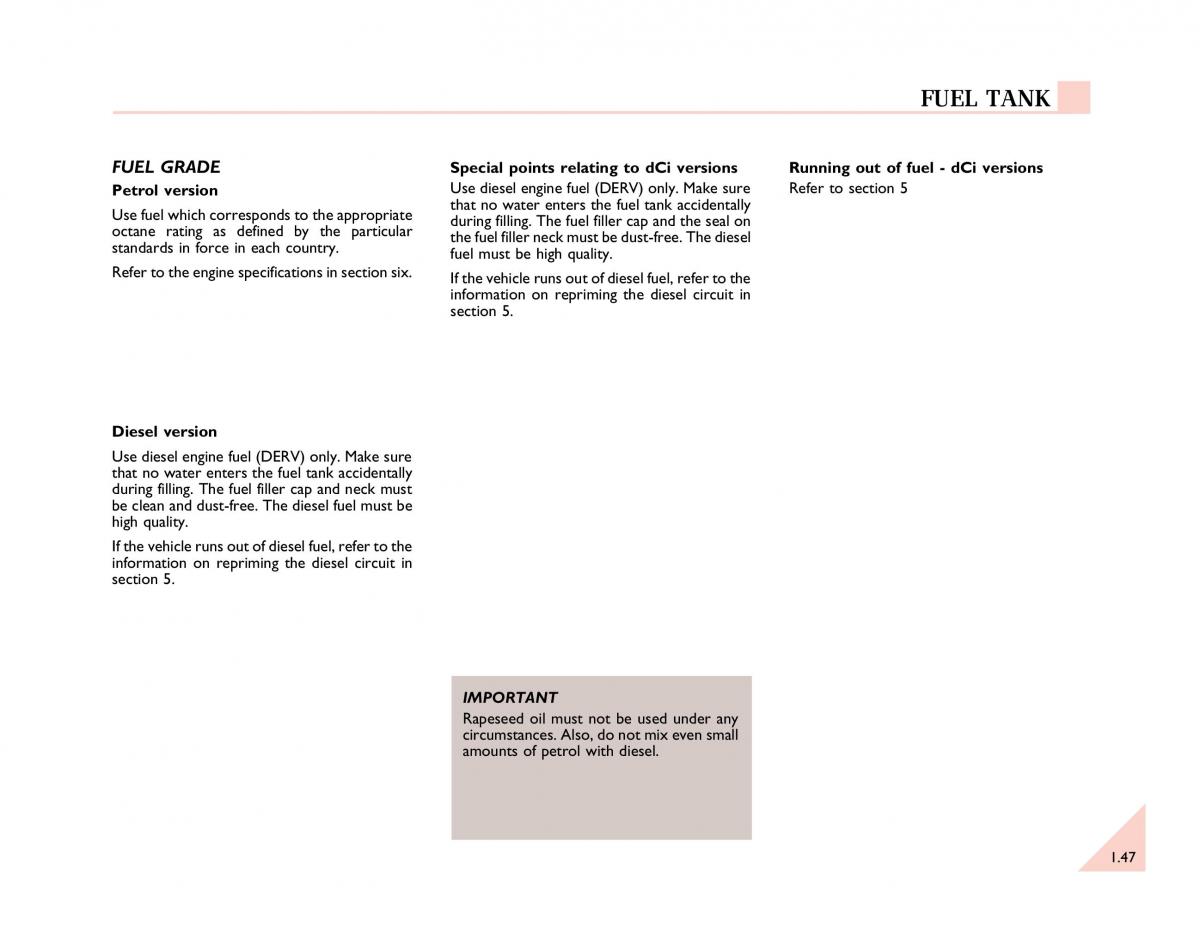 Renault Espace III 3 owners manual / page 52