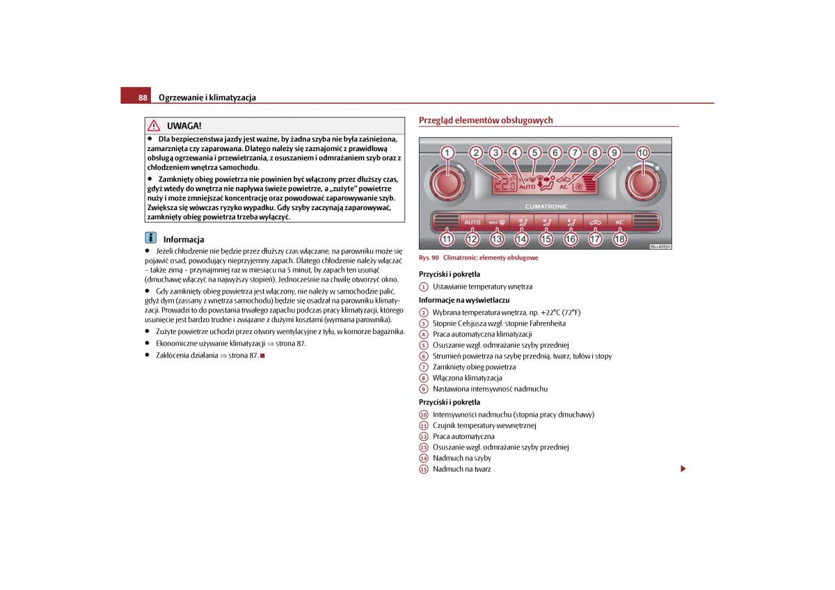 Skoda Roomster instrukcja obslugi / page 90