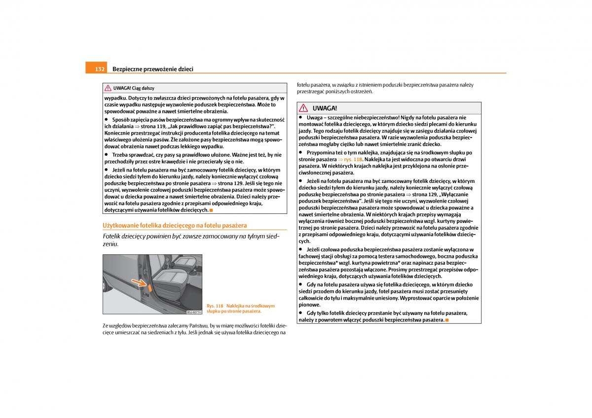 Skoda Roomster instrukcja obslugi / page 134