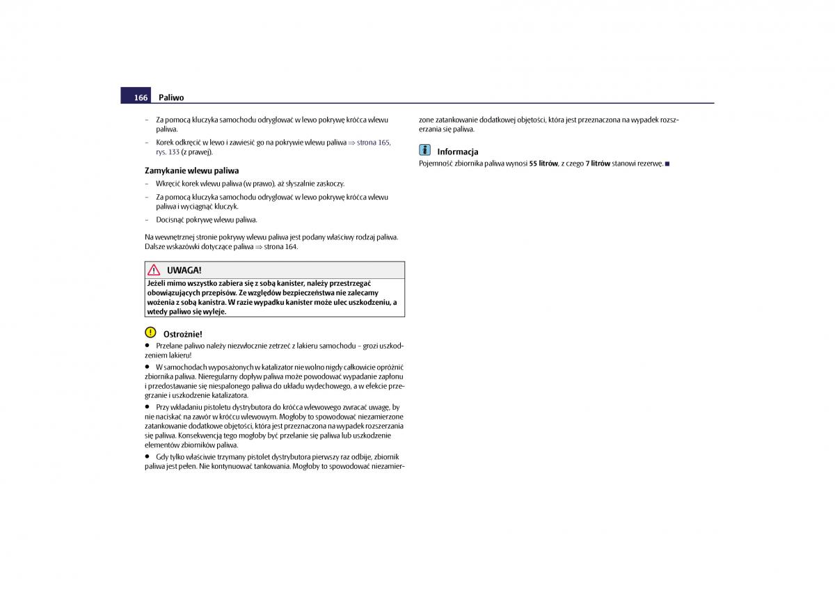 Skoda Roomster instrukcja obslugi / page 168