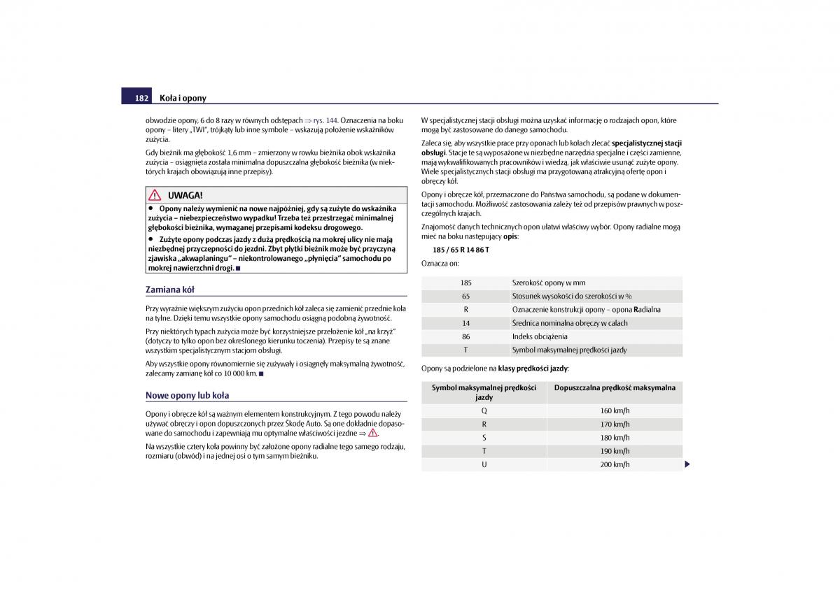 Skoda Roomster instrukcja obslugi / page 184