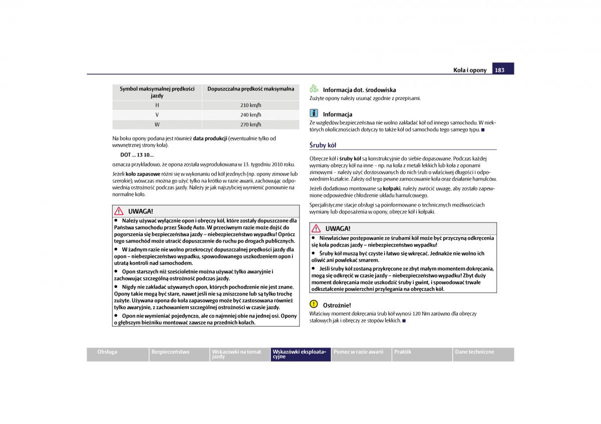 Skoda Roomster instrukcja obslugi / page 185