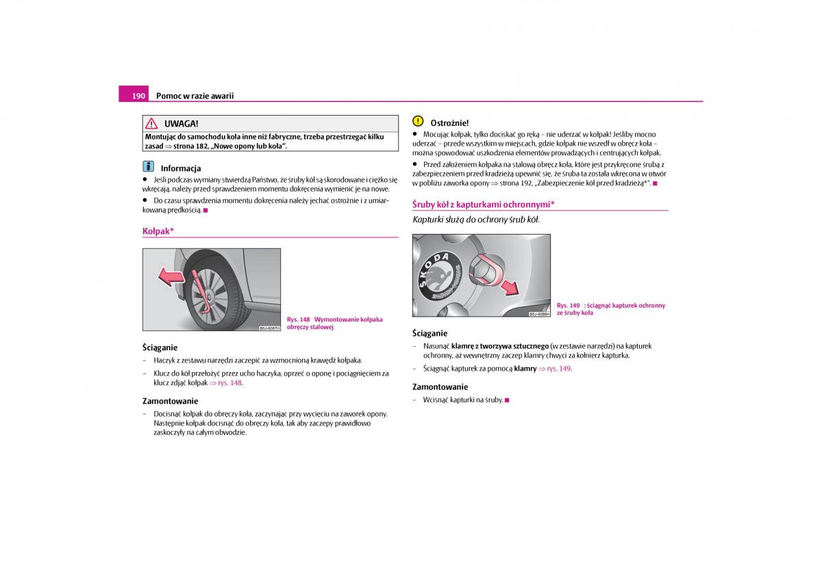 Skoda Roomster instrukcja obslugi / page 192
