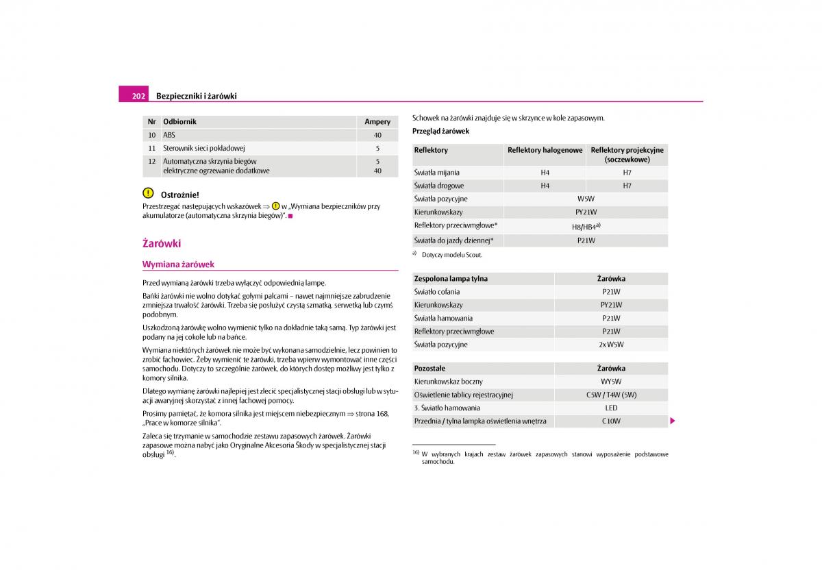 Skoda Roomster instrukcja obslugi / page 204