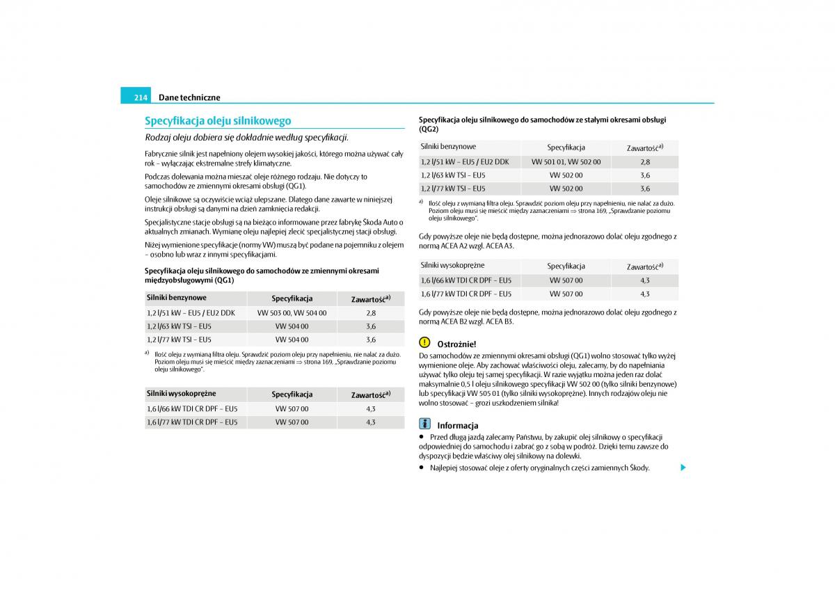 Skoda Roomster instrukcja obslugi / page 216