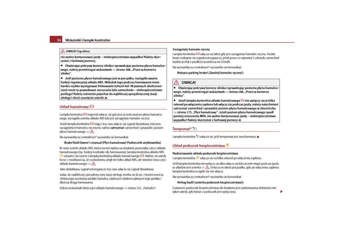 Skoda Roomster instrukcja obslugi / page 36