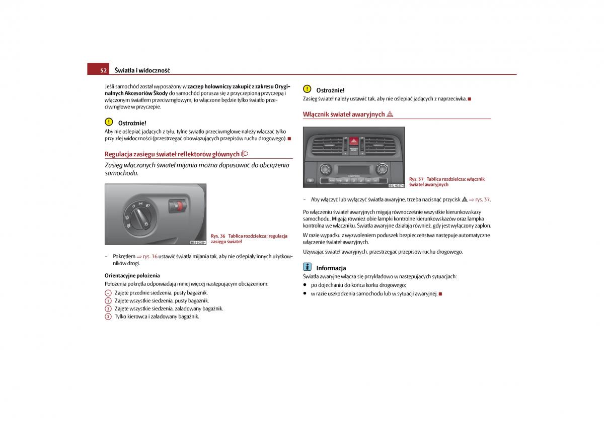 Skoda Roomster instrukcja obslugi / page 54