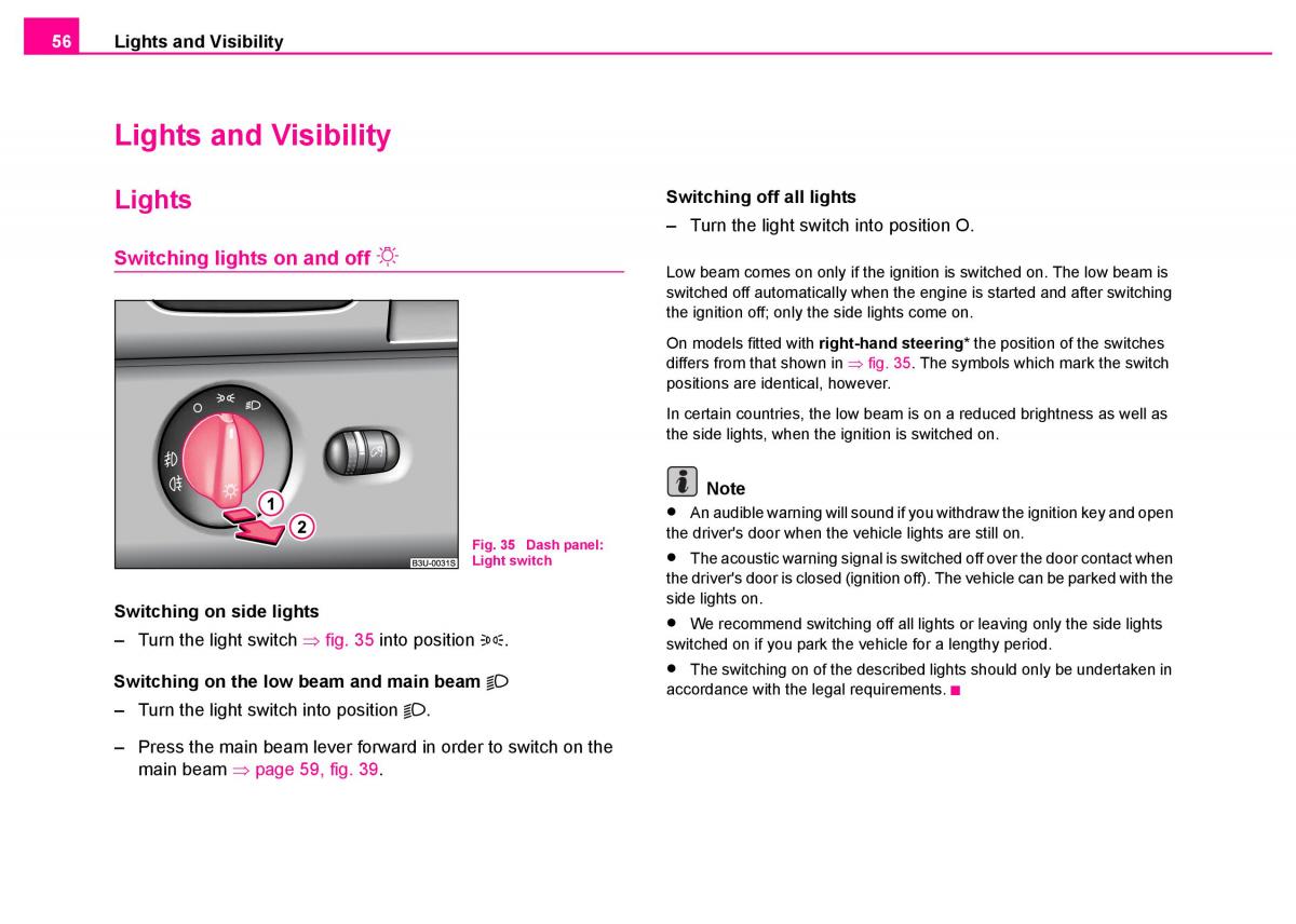 manual  Skoda Superb I 1 owners manual / page 57