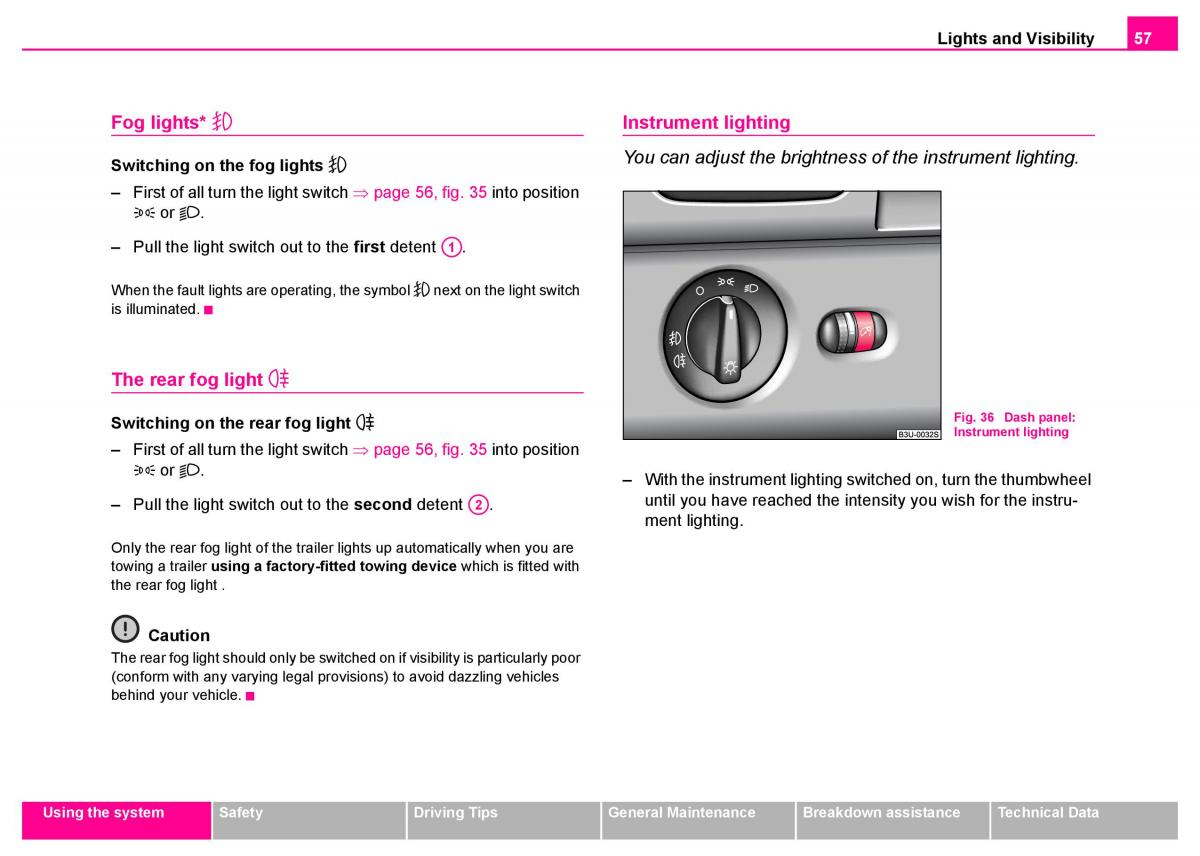 manual  Skoda Superb I 1 owners manual / page 58