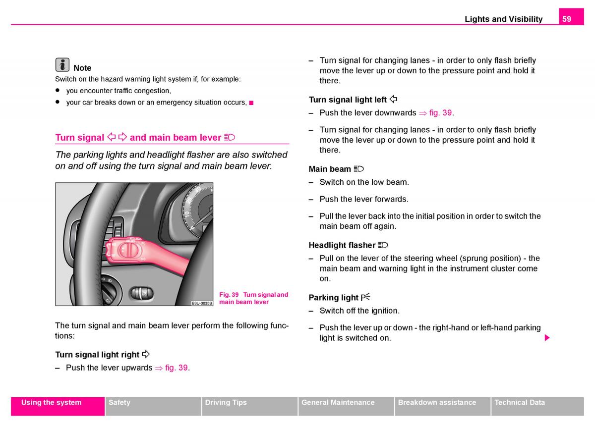 manual  Skoda Superb I 1 owners manual / page 60