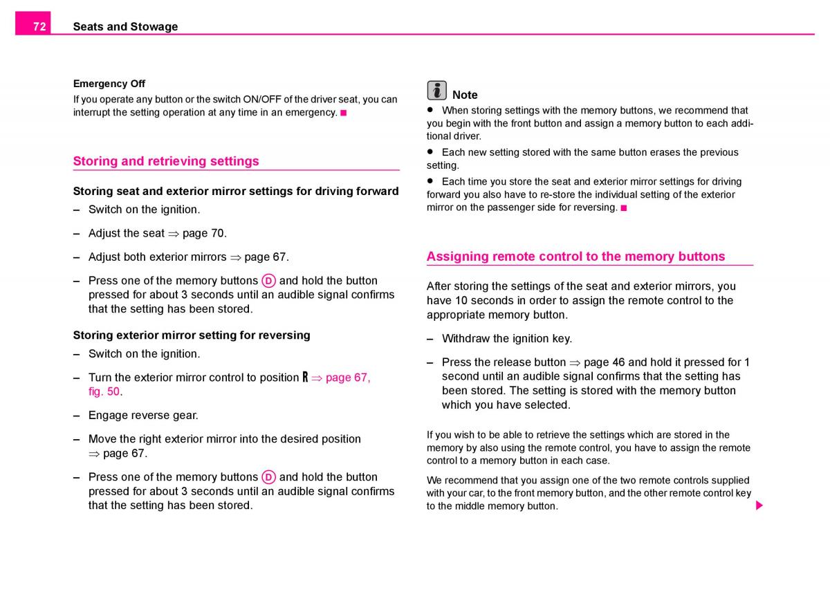 manual  Skoda Superb I 1 owners manual / page 73