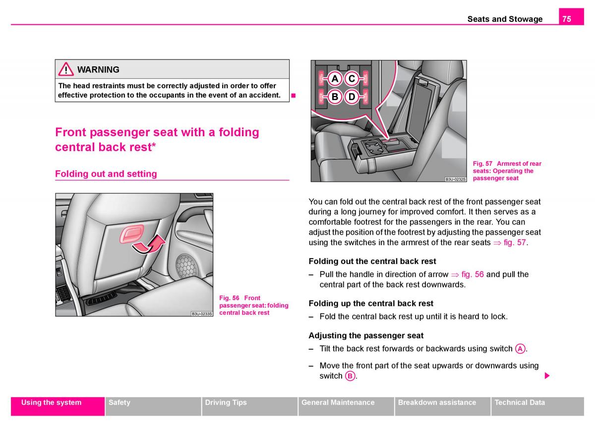 manual  Skoda Superb I 1 owners manual / page 76