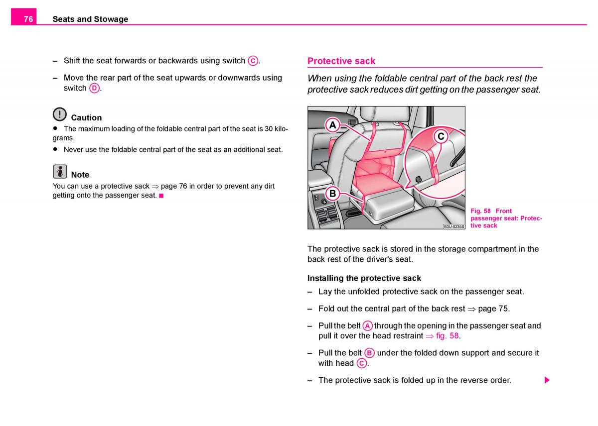 manual  Skoda Superb I 1 owners manual / page 77