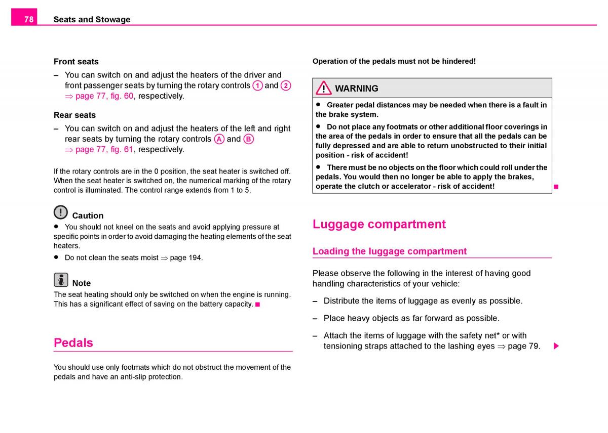 manual  Skoda Superb I 1 owners manual / page 79