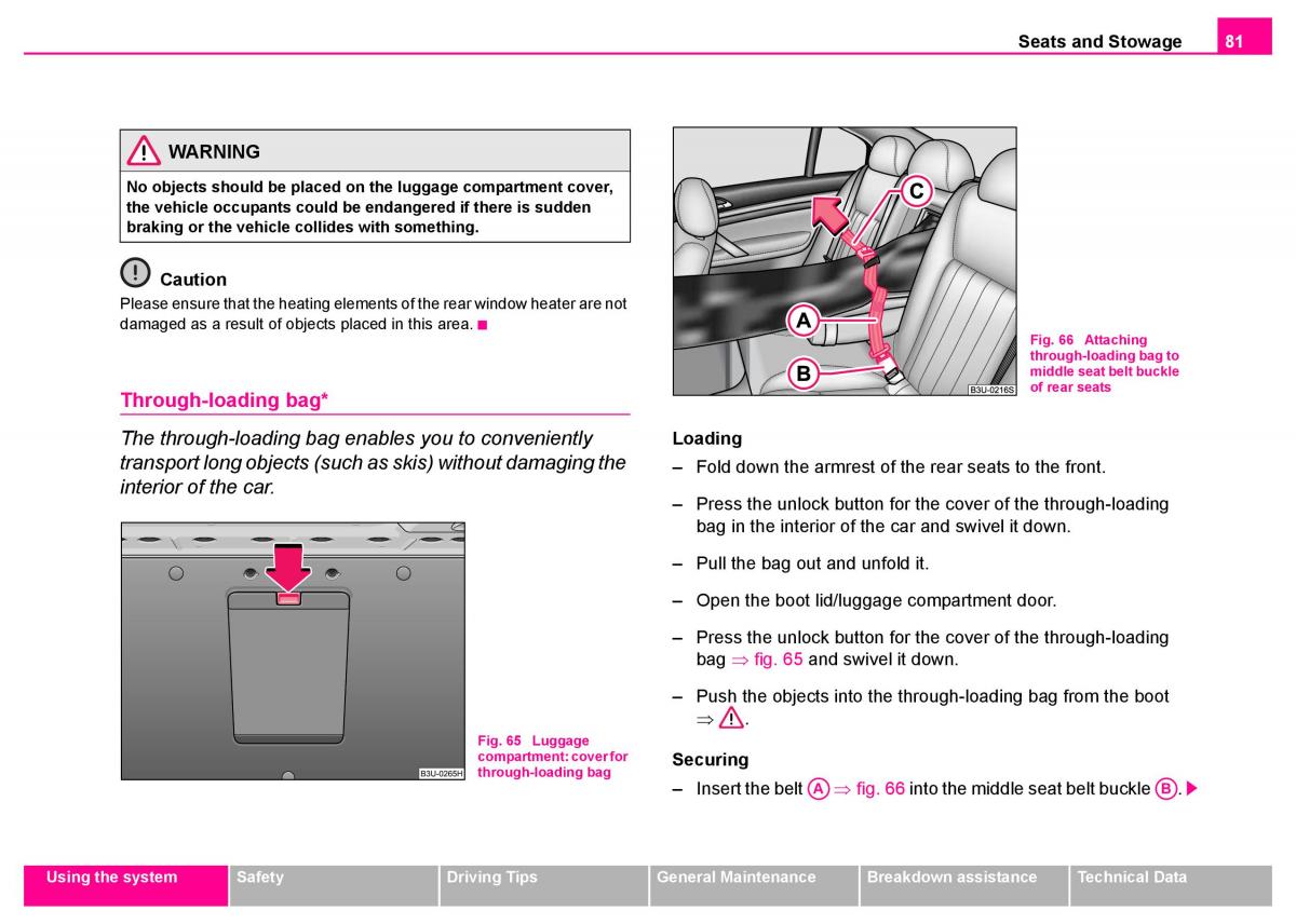 manual  Skoda Superb I 1 owners manual / page 82