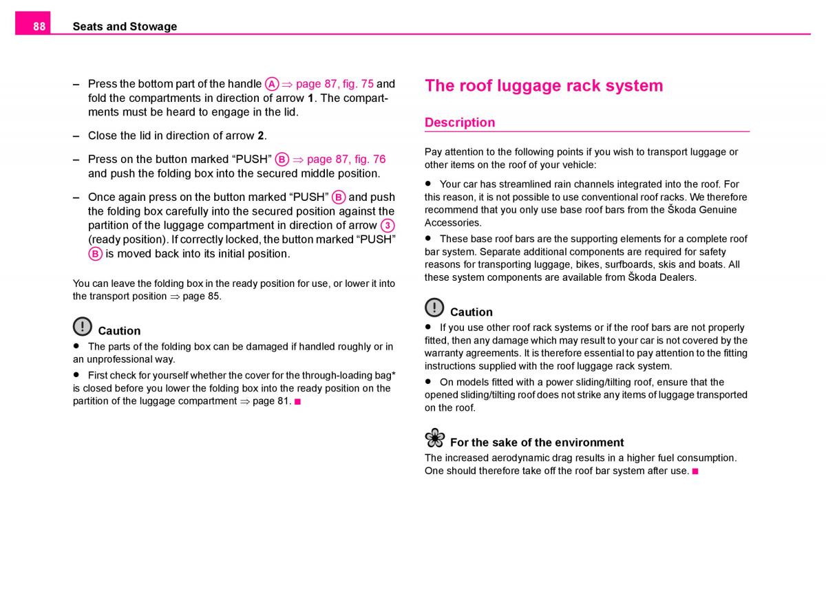 manual  Skoda Superb I 1 owners manual / page 89