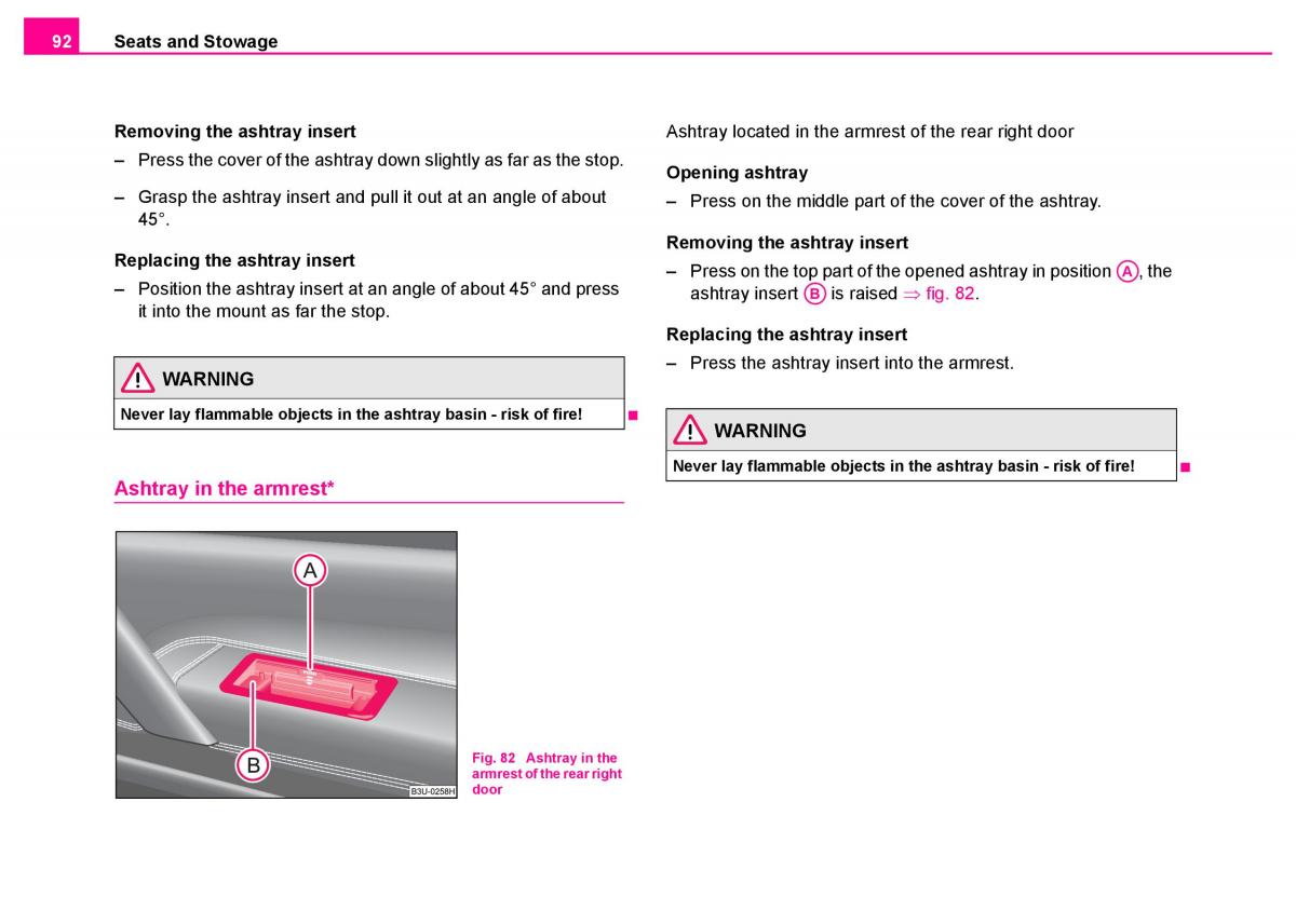 manual  Skoda Superb I 1 owners manual / page 93