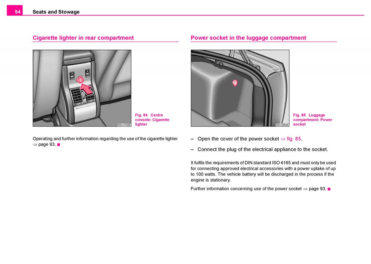 manual  Skoda Superb I 1 owners manual / page 95