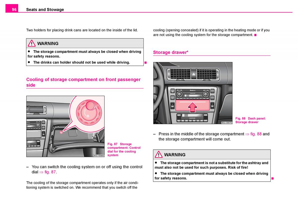 manual  Skoda Superb I 1 owners manual / page 97