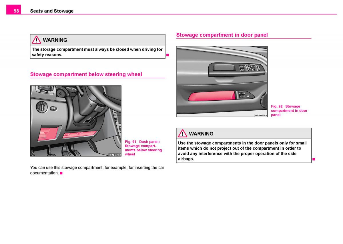 manual  Skoda Superb I 1 owners manual / page 99