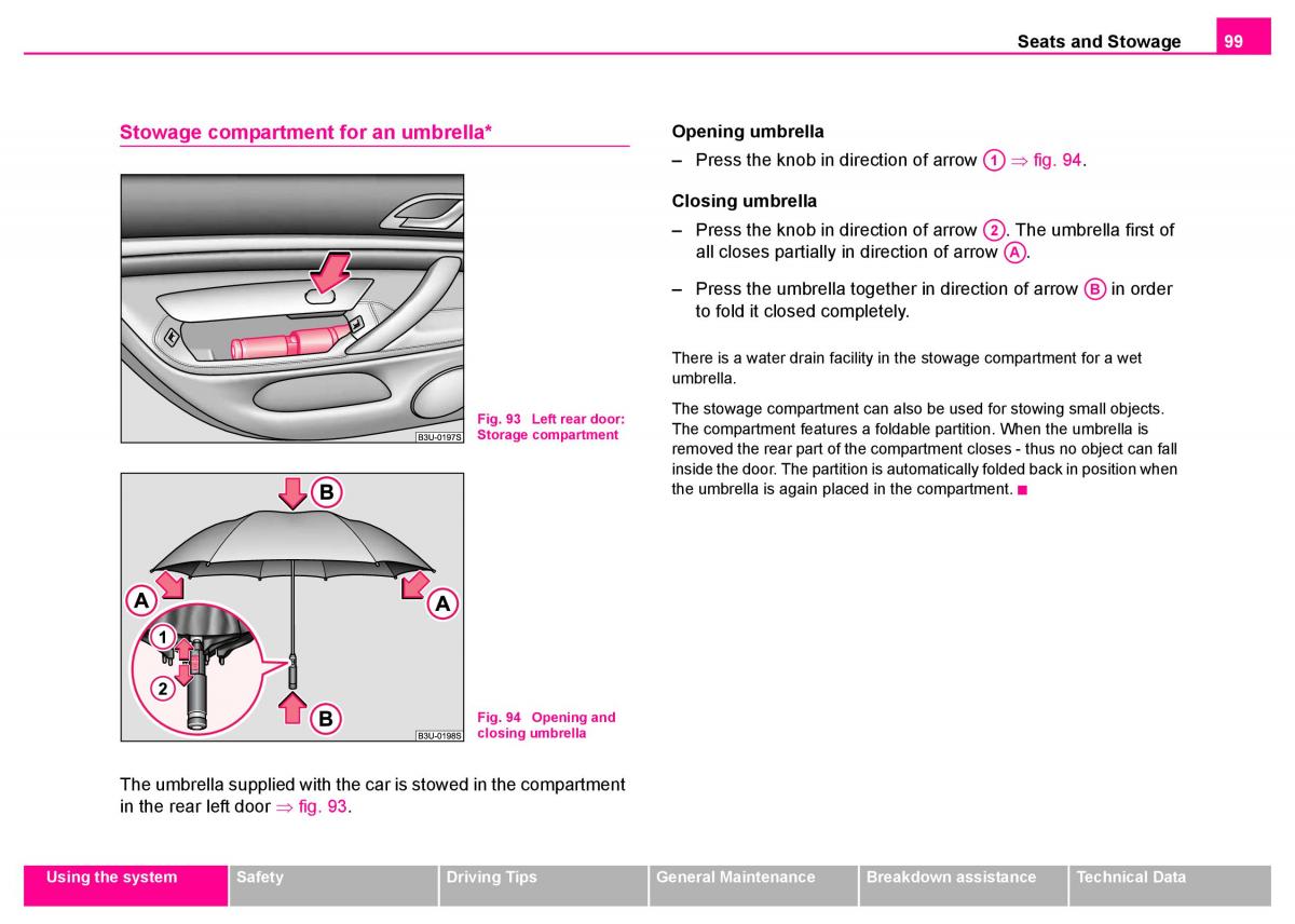 manual  Skoda Superb I 1 owners manual / page 100