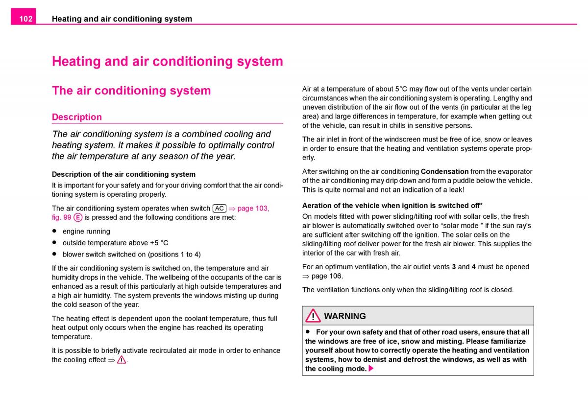 manual  Skoda Superb I 1 owners manual / page 103