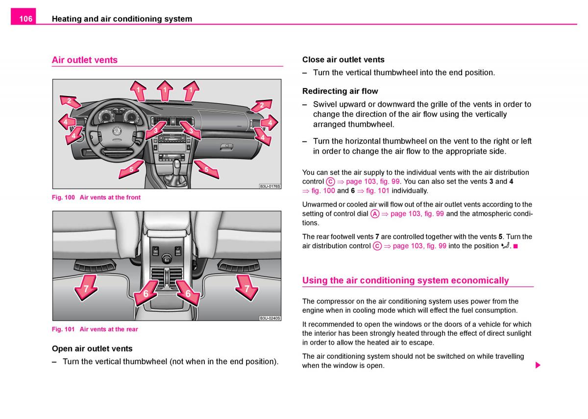 manual  Skoda Superb I 1 owners manual / page 107