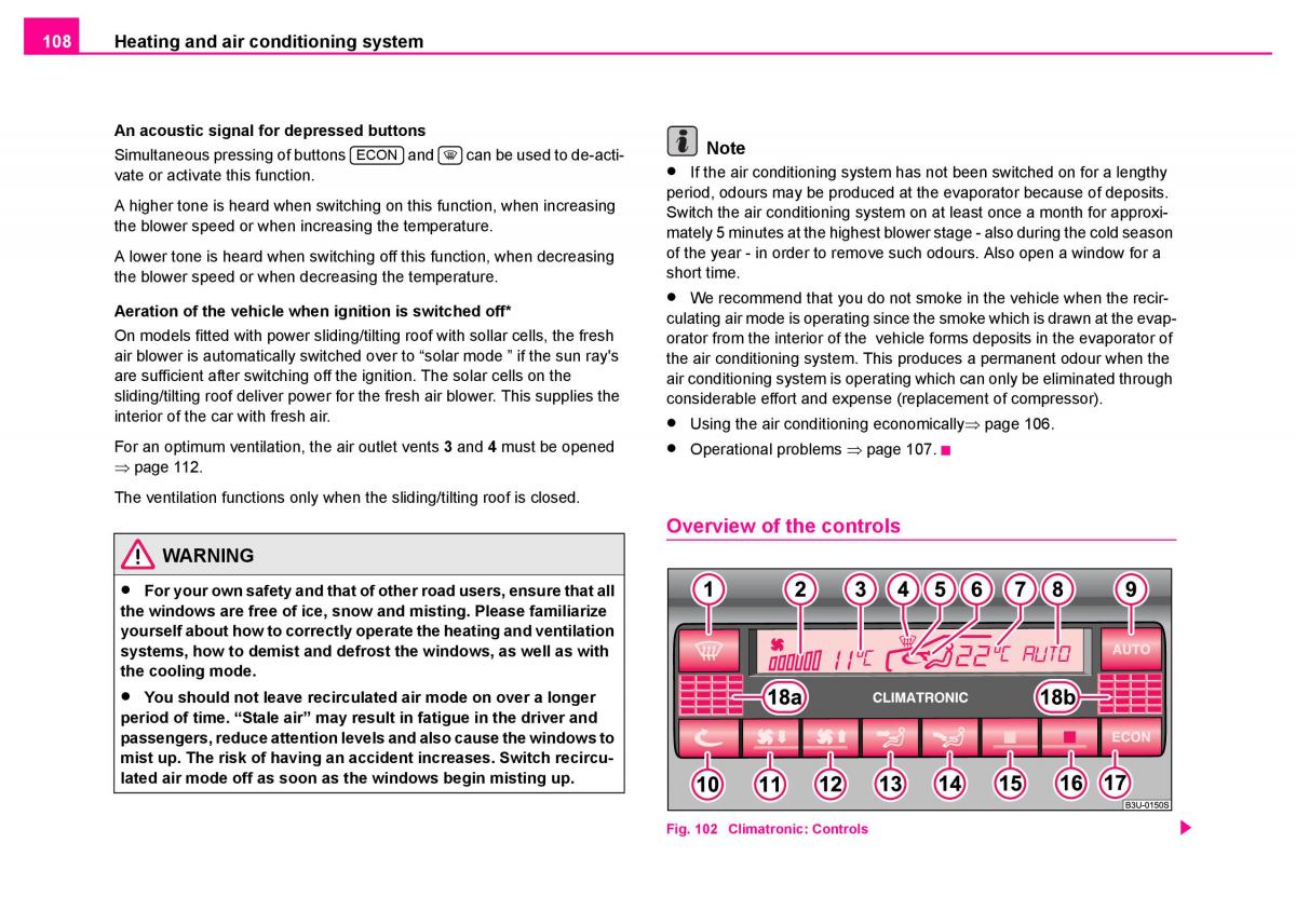 manual  Skoda Superb I 1 owners manual / page 109