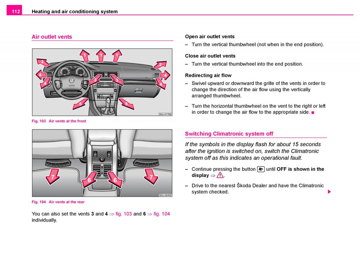 manual  Skoda Superb I 1 owners manual / page 113