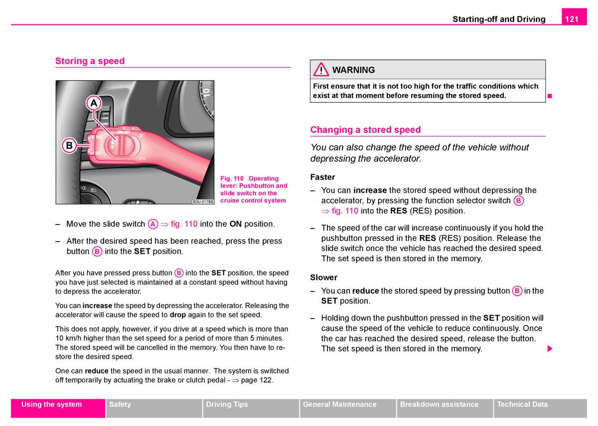 manual  Skoda Superb I 1 owners manual / page 122