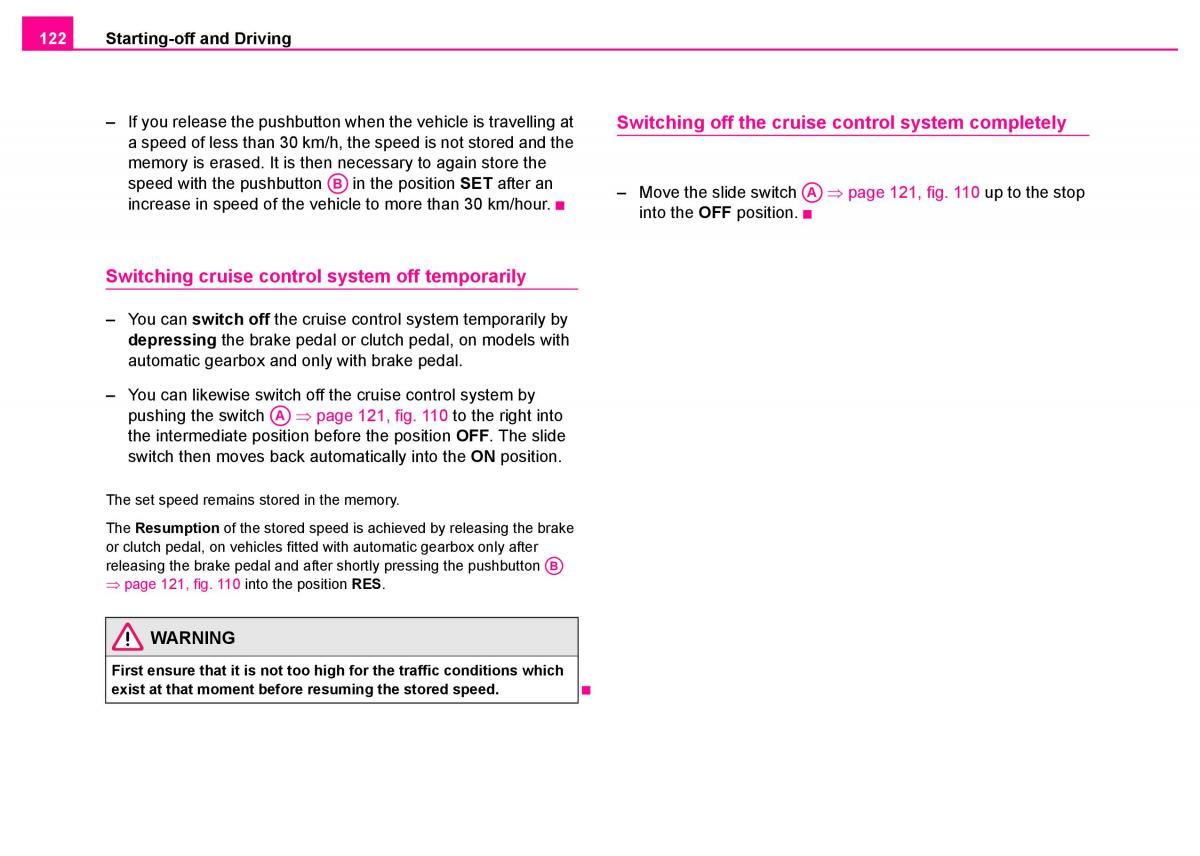 manual  Skoda Superb I 1 owners manual / page 123