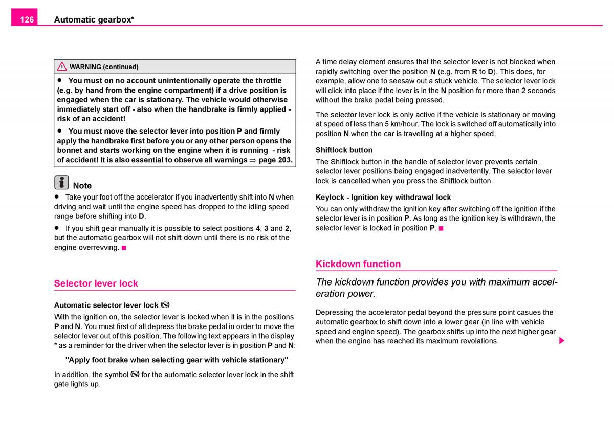 manual  Skoda Superb I 1 owners manual / page 127