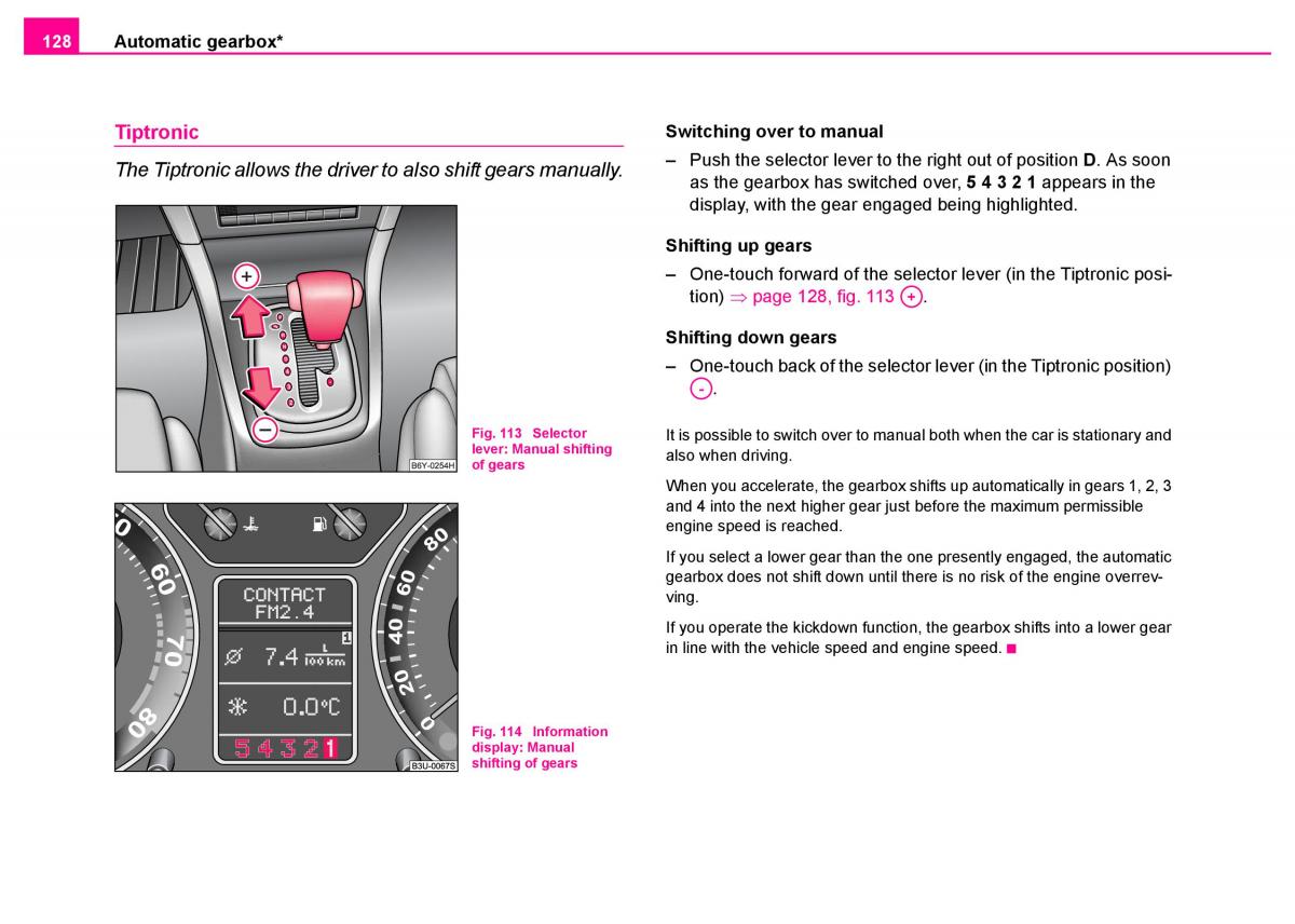 manual  Skoda Superb I 1 owners manual / page 129