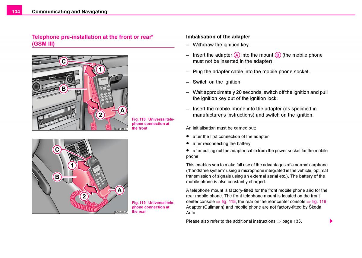 manual  Skoda Superb I 1 owners manual / page 135