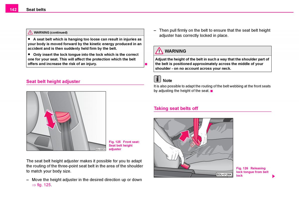 manual  Skoda Superb I 1 owners manual / page 143