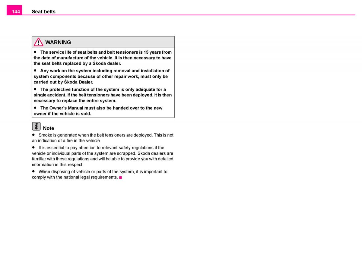 manual  Skoda Superb I 1 owners manual / page 145