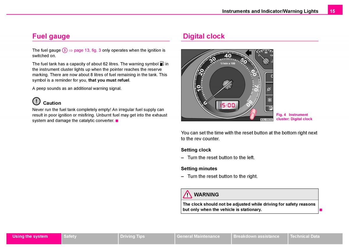 Skoda Superb I 1 owners manual / page 16