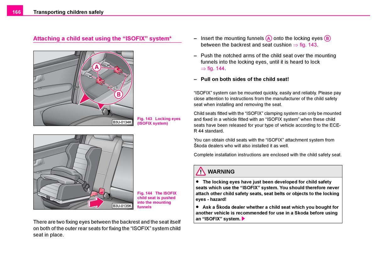 manual  Skoda Superb I 1 owners manual / page 167