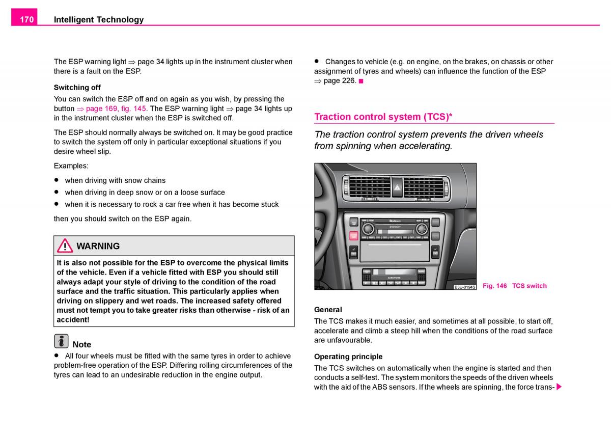 manual  Skoda Superb I 1 owners manual / page 171