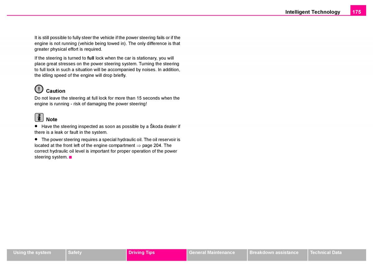 manual  Skoda Superb I 1 owners manual / page 176