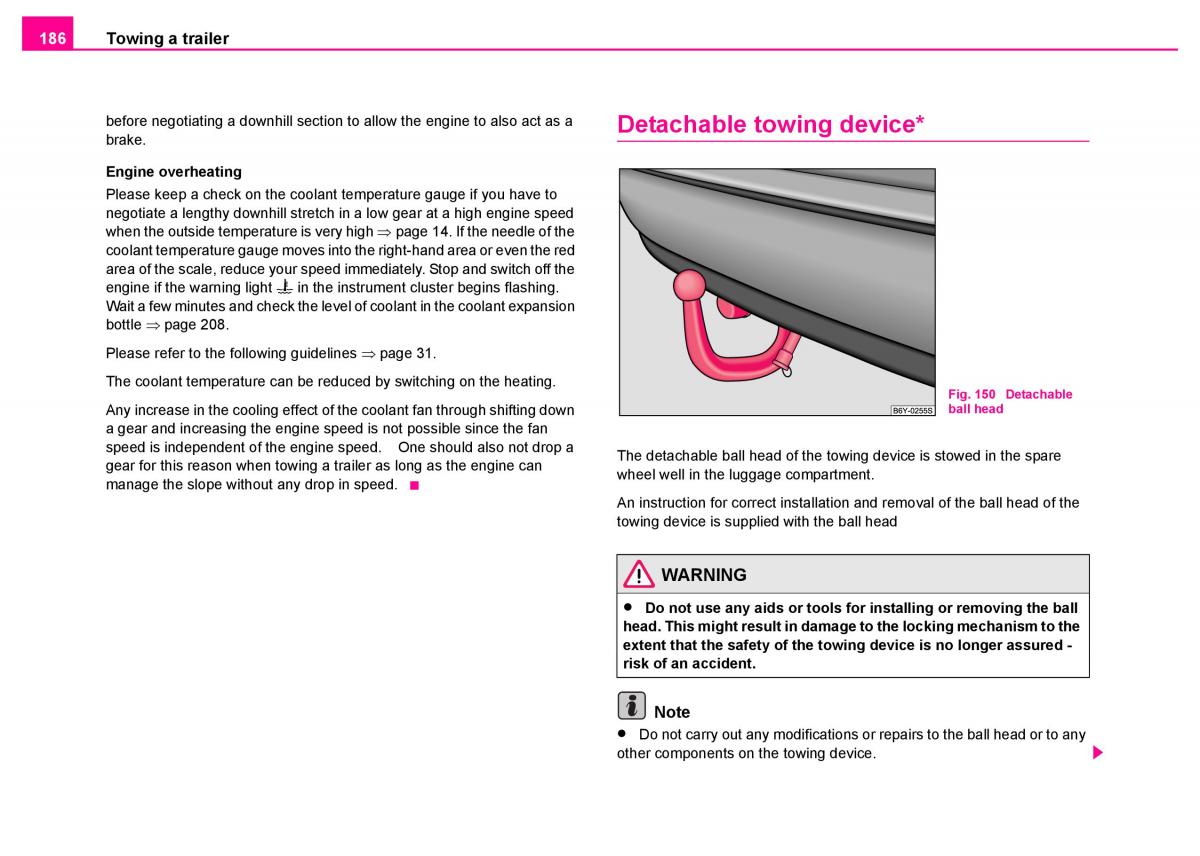 manual  Skoda Superb I 1 owners manual / page 187