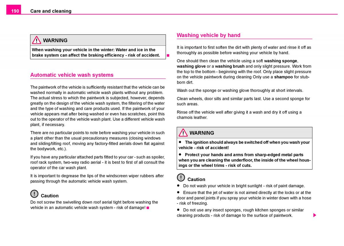 manual  Skoda Superb I 1 owners manual / page 191