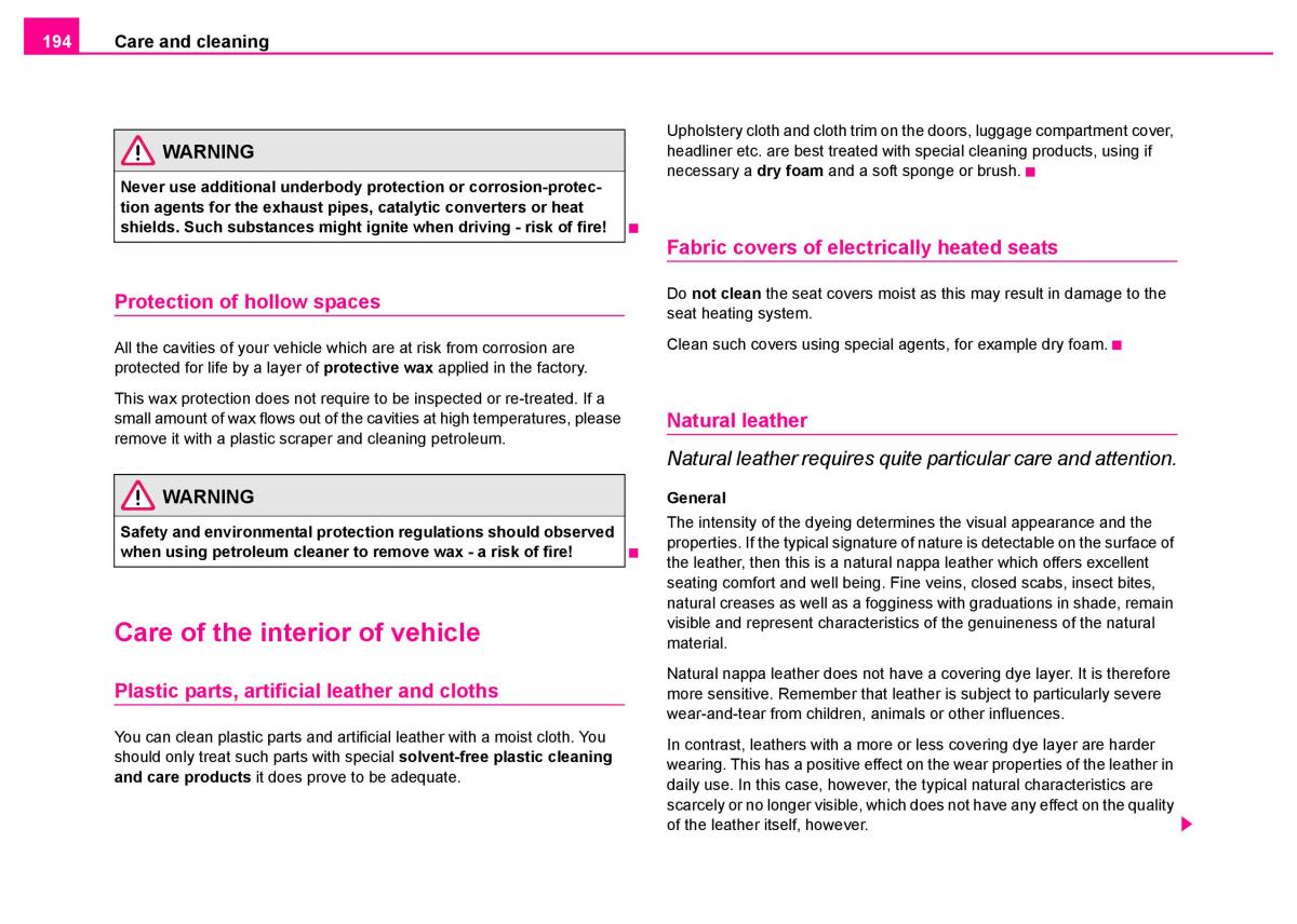 manual  Skoda Superb I 1 owners manual / page 195