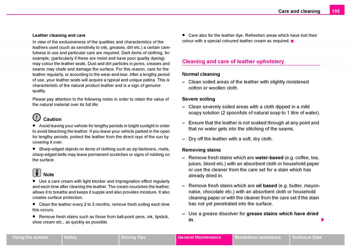 manual  Skoda Superb I 1 owners manual / page 196