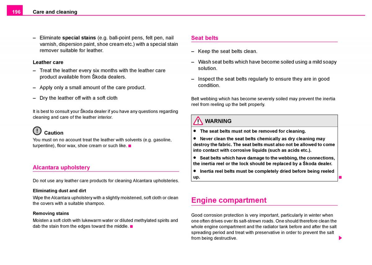 manual  Skoda Superb I 1 owners manual / page 197