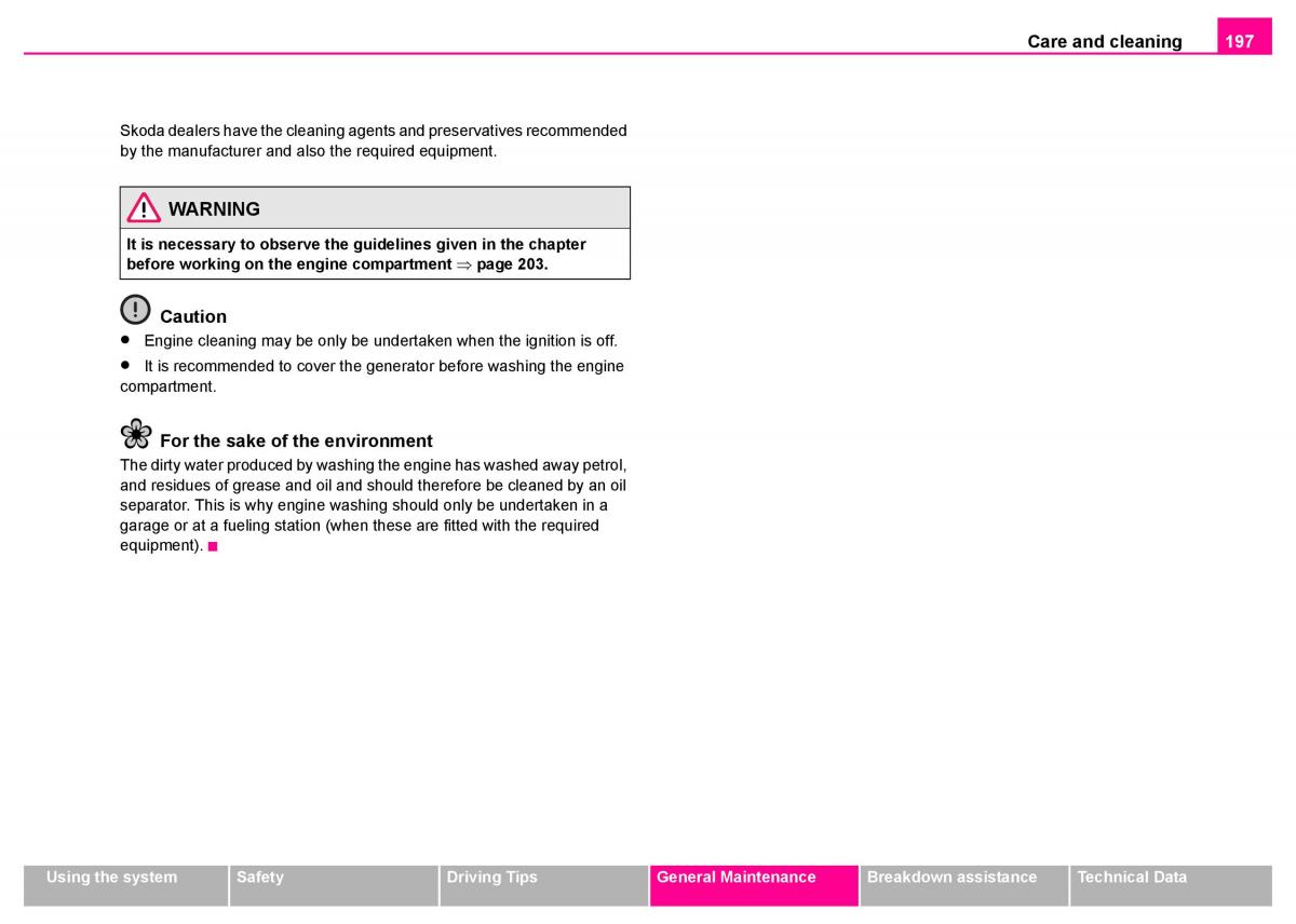 manual  Skoda Superb I 1 owners manual / page 198