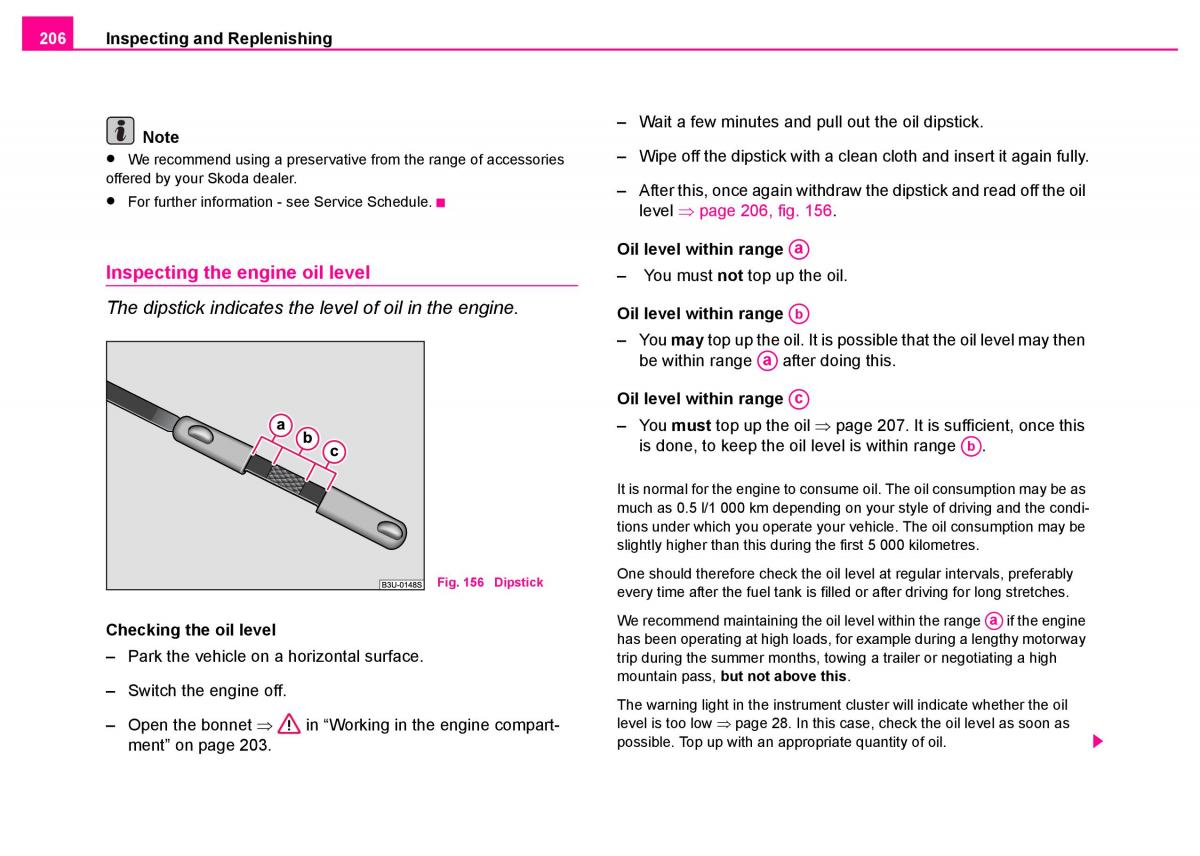 manual  Skoda Superb I 1 owners manual / page 207