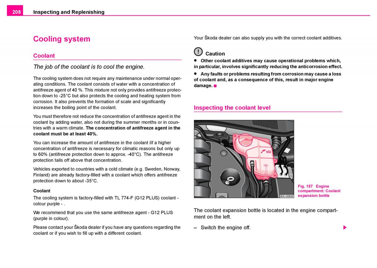 manual  Skoda Superb I 1 owners manual / page 209