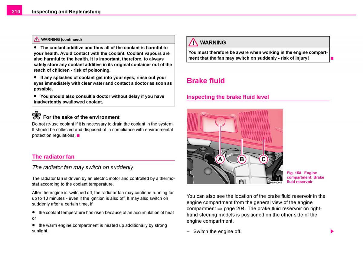 manual  Skoda Superb I 1 owners manual / page 211